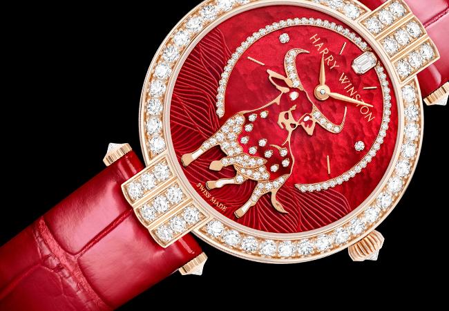 海瑞溫斯頓Harry Winston Premier卓時系列，牛年生肖自動腕錶。型號：PRNAHM36RR032