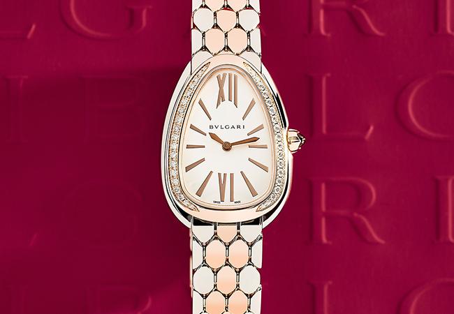 BVLGARI SERPENTI SEDUTTORI 精鋼與玫瑰金鑲鑽腕錶
