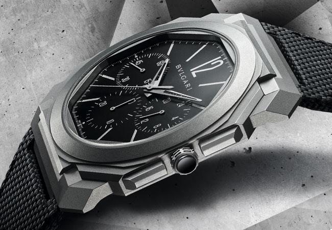 BVLGARI寶格麗OCTO FINISSIMO CHRONOGRAPH GMT TITANIUM 超薄計時兩地時區鈦金屬腕錶，型號：103371