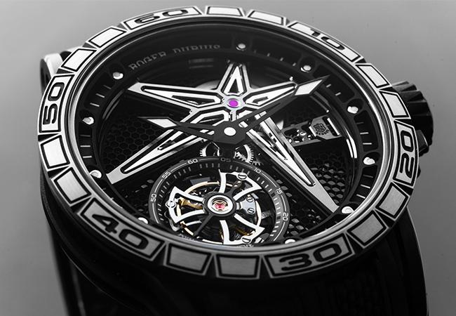 羅杰杜彼ROGER DUBUIS Excalibur Spider鏤空飛行陀飛輪腕錶，型號： DBEX0815