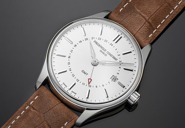 康斯登Classics Quartz GMT百年經典兩地時間石英腕錶，型號：FC-252SS5B6