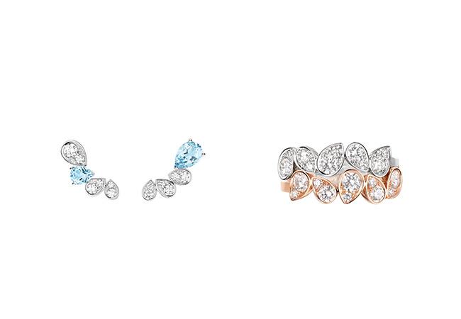 Josephine Ronde d'Aigrettes 18K白金耳環、Josephine Ronde d'Aigrettes 18K白金和18K玫瑰金戒指