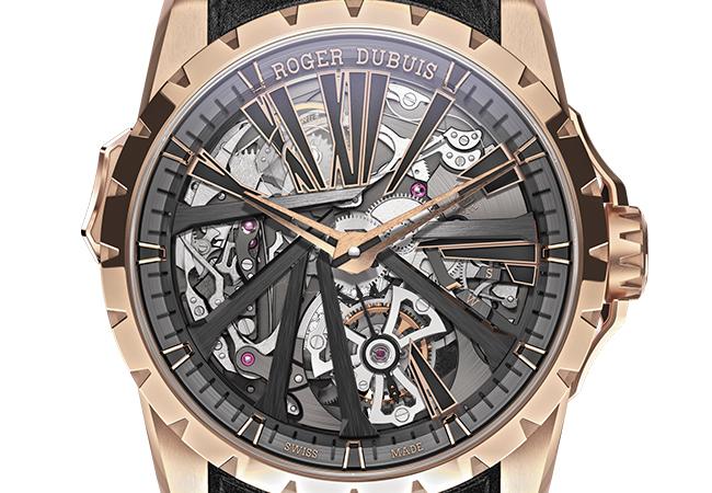 ROGER DUBUIS Excalibur Diabolus in Machina玫瑰金三問飛行陀飛輪腕錶，型號：DBEX0840