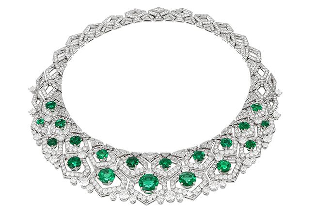 BVLGARI BAROCKO系列Mosaico頂級祖母綠與鑽石項鍊，型號266010。