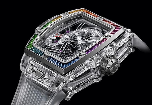 宇舶HUBLOT Spirit Of Big Bang Tourbillon 5-Day Power Reserve陀飛輪5日鍊腕錶彩虹圈藍寶石款