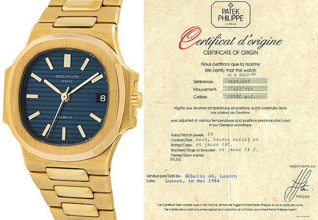 百達翡麗原產證明Certificate of Origin