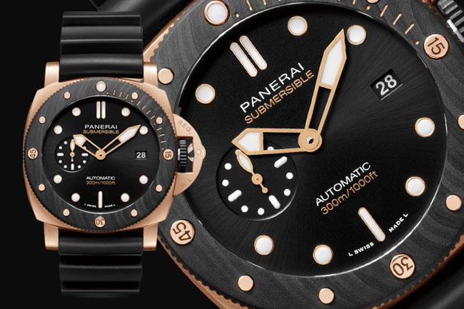 沛納海Submersible Goldtech Orocarbo 44mm 兩大創新首次結合