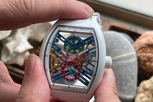 FRANCK MULLER Vanguard 七日動力儲存彩色鏤空鈦金屬腕錶 不只是花俏