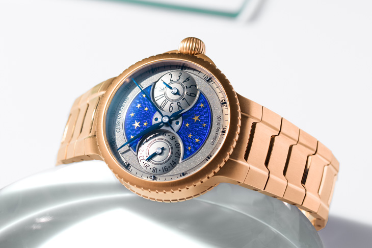 琺瑯星空×雙時區／CHRONOSWISS Pulse GMT Enamel Sky Gold兩地時間腕錶
