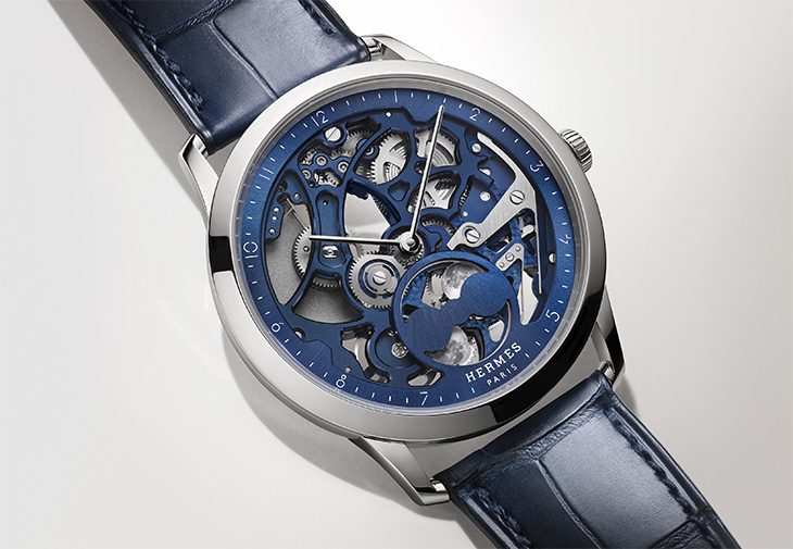 HERMÈS愛馬仕Slim d’Hermès Squelette Lune鏤空月相腕錶