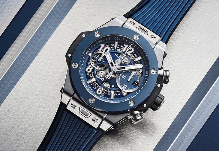 宇舶HUBLOT Big Bang Unico鈦金藍陶瓷計時碼錶
