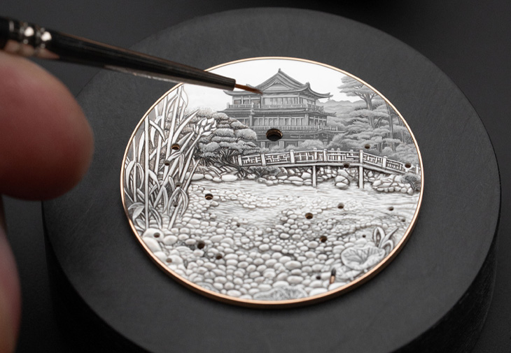 雅克德羅JAQUET DROZ時分小針盤紅金腕表日式花園款