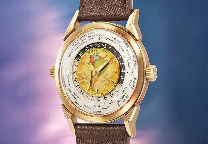 PATEK PHILIPPE百達翡麗「南美洲地圖」掐絲琺瑯世界時區腕錶