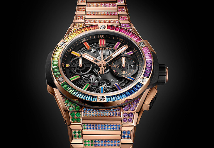 宇舶HUBLOT Big Bang Integrated皇金彩虹鍊帶計時碼錶
