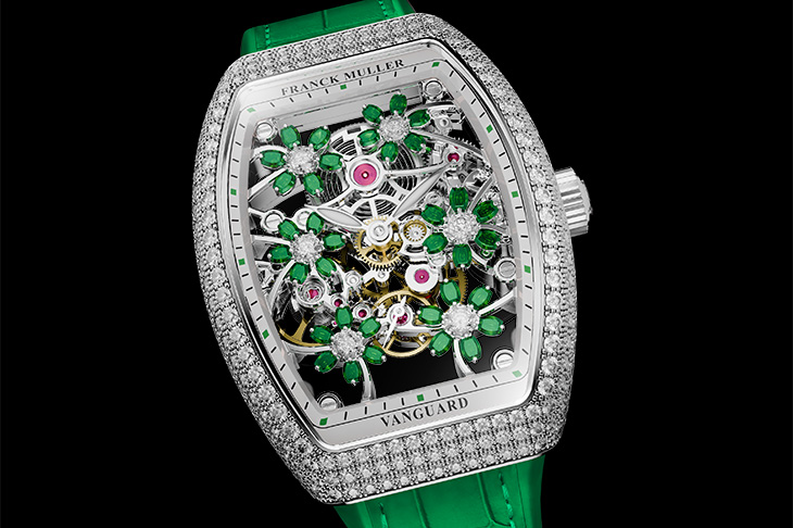 在花朵中綻放光芒 FRANCK MULLER Vanguard Curvex Cut Flower珠寶腕錶