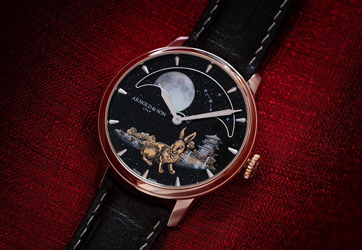 亞諾表ARNOLD & SON Perpetual Moon“Year of the Rabbit”金雕微繪恆久月相腕錶（兔）