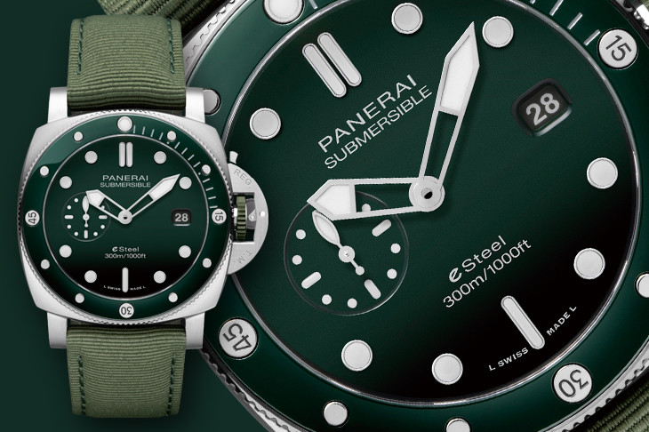 首款綠陶瓷圈腕錶！沛納海Submersible QuarantaQuattro eSteel Verde Smeraldo PAM01287