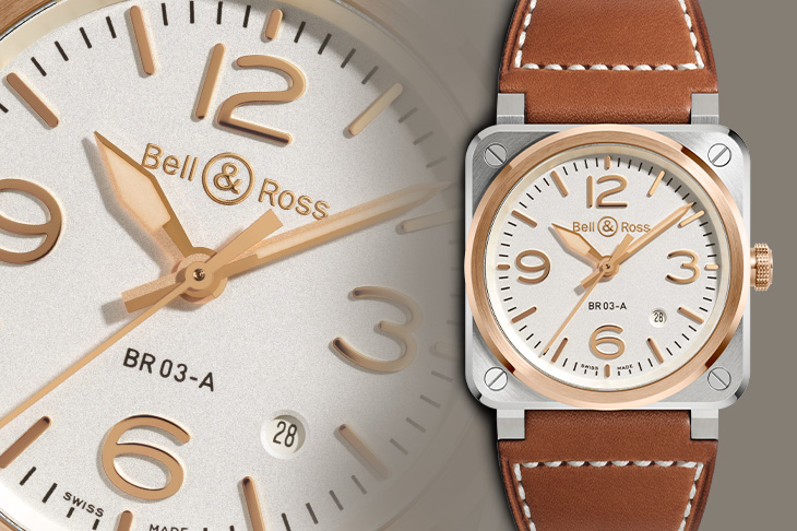 柏萊士BELL & ROSS BR 03 White Steel & Gold