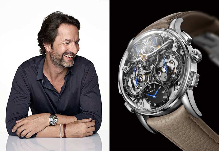 MB&F創辦人Maximilian Büsser 與Legacy Machine Sequential Flyback 限量腕錶。