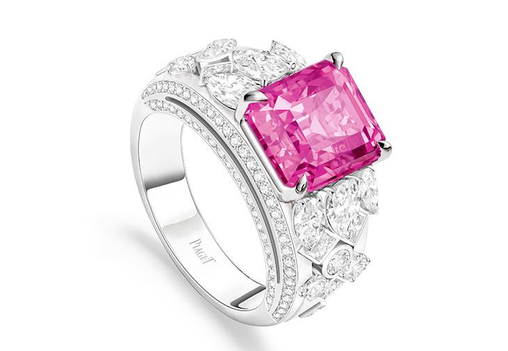 PIAGET Extraordinary Light 系列 粉紅藍寶石頂級珠寶戒指