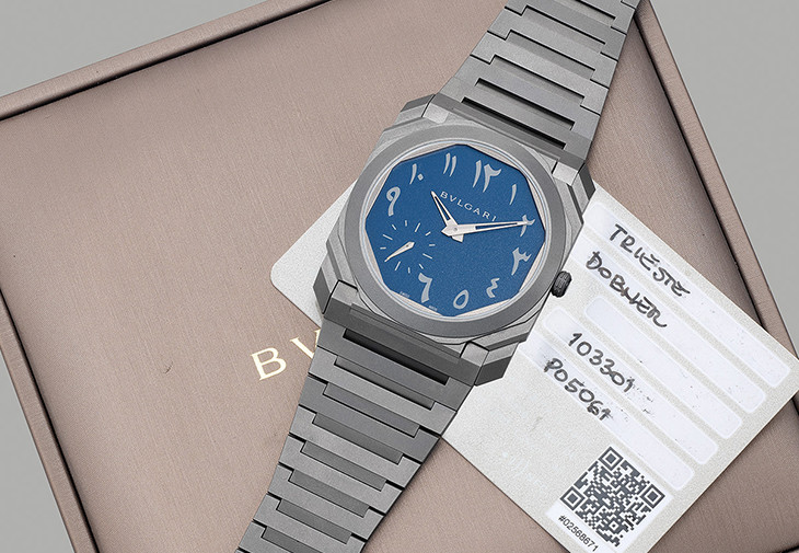 寶格麗BVLGARI Octo Finissimo超薄腕錶Arabic Blue Titanium Ref.103301