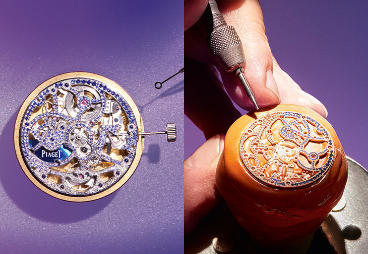 PIAGET Altiplano系列超薄自動上鍊漸層藍寶石高級珠寶腕錶
