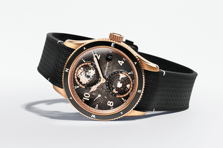 MONTBLANC 1858系列Geosphere世界時間Monte Rosa限量版零氧腕錶