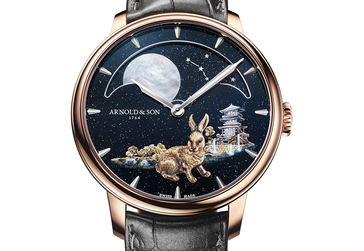 亞諾表ARNOLD & SON 金雕微繪恆久月相腕錶（兔）