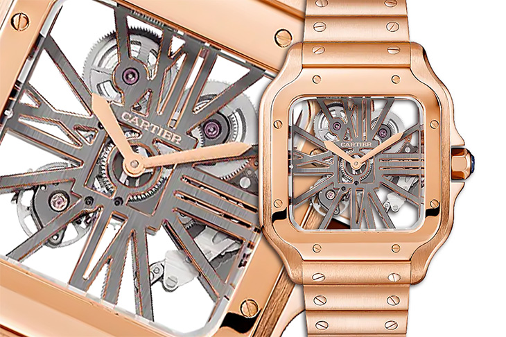 經典方形鏤空腕錶 CARTIER Santos de Cartier Skeleton 鏤空腕錶