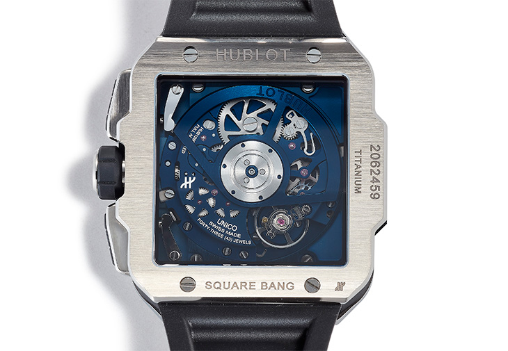 HUBLOT宇舶Square Bang Unico鈦金藍陶瓷款腕錶