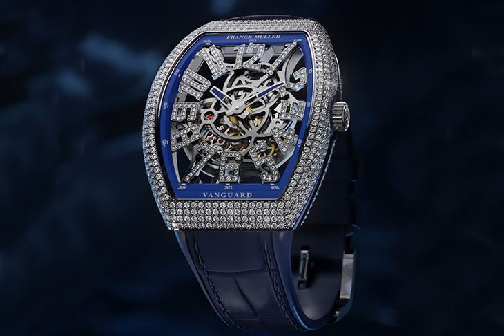 湛藍映襯璀璨美鑽 FRANCK MULLER Vanguard Slim Skeleton