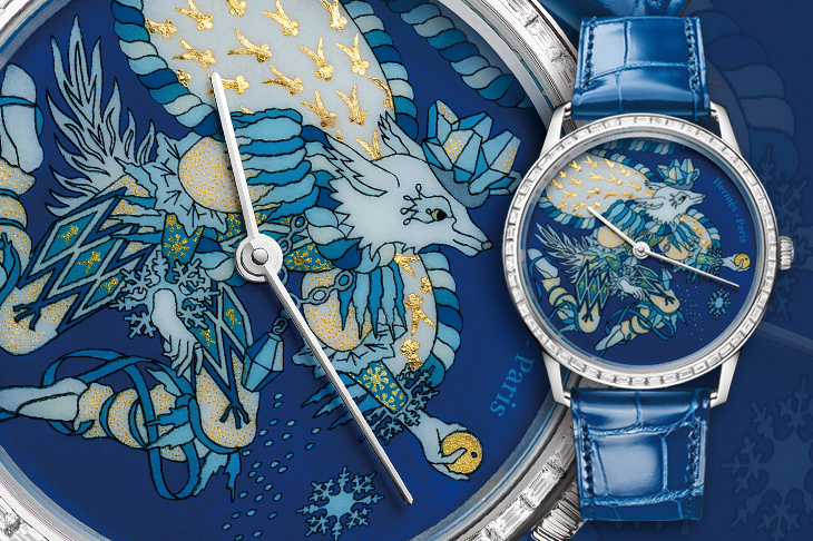 鑲金琺瑯冰原狼  愛馬仕Slim d’Hermès Le Sacre des saisons工藝腕錶