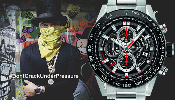火紅藝術家Alec Monopoly聯手豪雅　帥氣佩戴Carrera Heuer 01計時碼錶