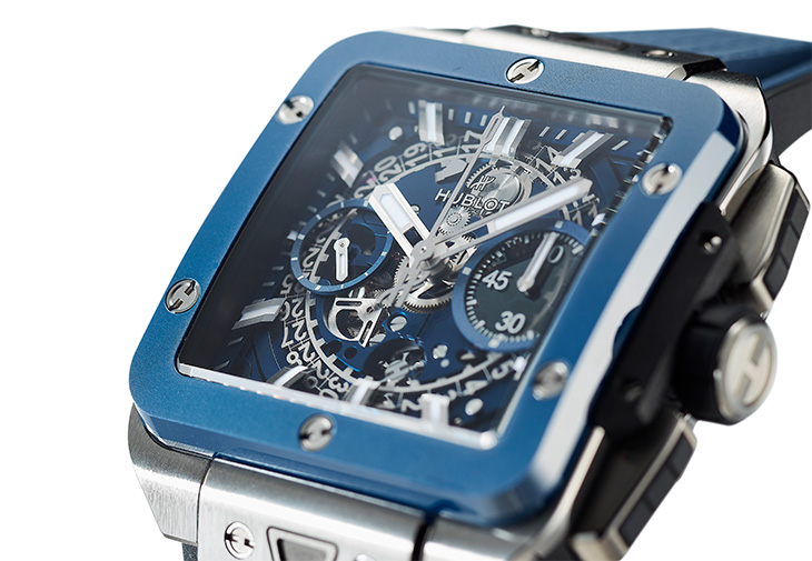 HUBLOT宇舶Square Bang Unico鈦金藍陶瓷款腕錶