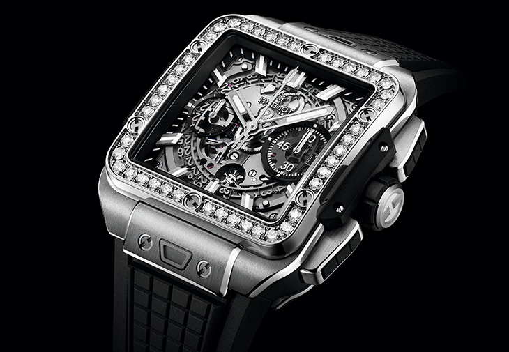 宇舶HUBLOT Square Bang Unico計時碼錶鈦金鑽圈款