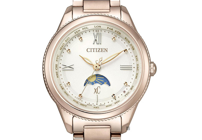 星辰錶CITIZEN XC系列鈦日月顯示光動能電波女錶