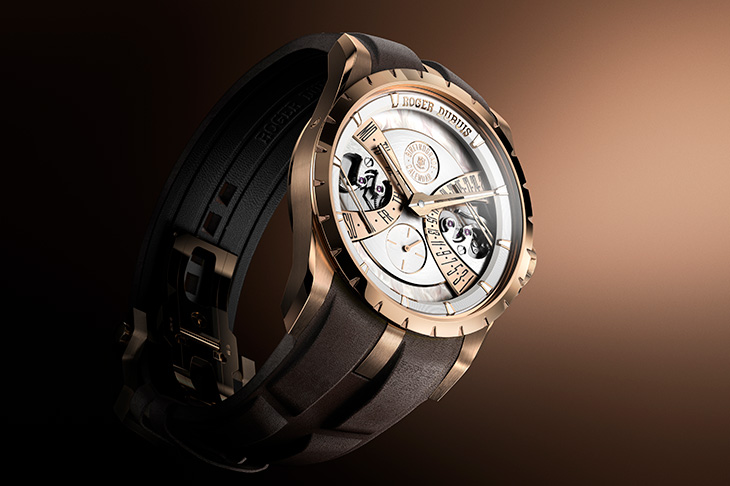 羅杰杜彼ROGER DUBUIS王者系列單擺輪雙逆跳日曆腕錶