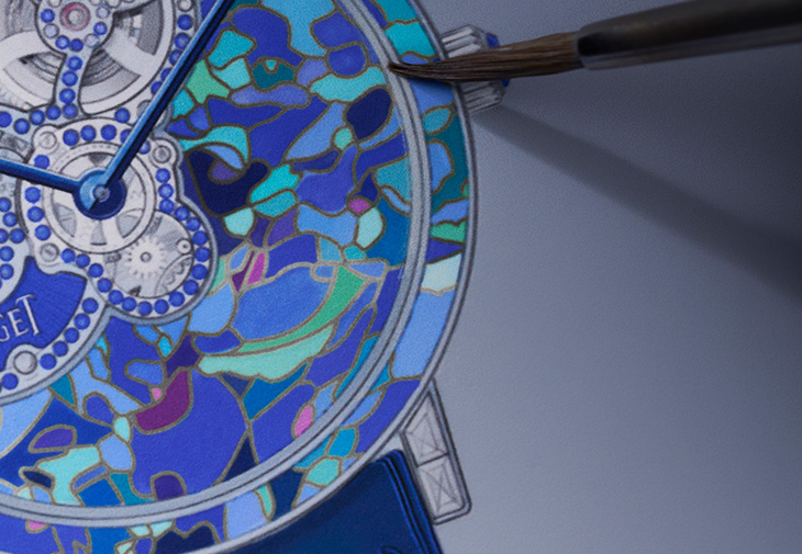伯爵錶PIAGET Altiplano系列18K白金掐絲琺瑯超薄鏤空珠寶限量腕錶