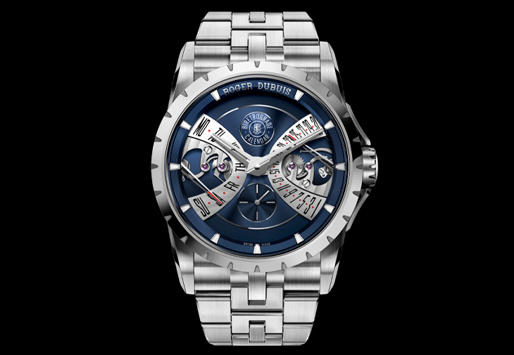 羅杰杜彼ROGER DUBUIS王者系列雙逆跳日曆腕錶星空藍