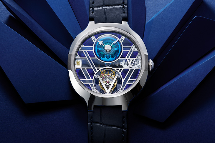 復興古典彩繪玻璃琺瑯 路易威登Voyager Flying Tourbillon“Poinçon de Genève” Plique-à-jour
