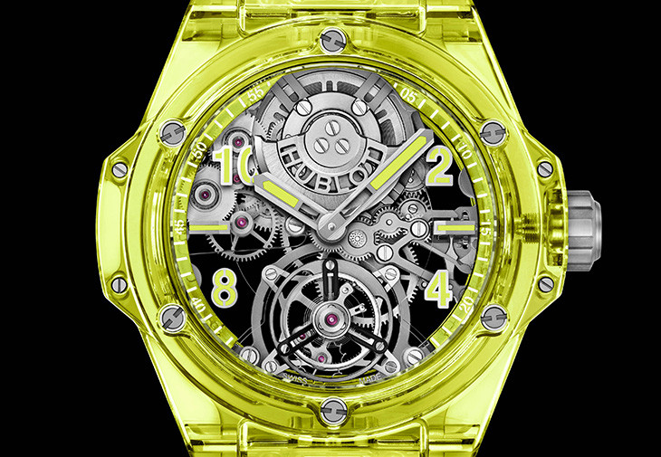 宇舶HUBLOT Big Bang陀飛輪螢光黃SAXEM腕錶