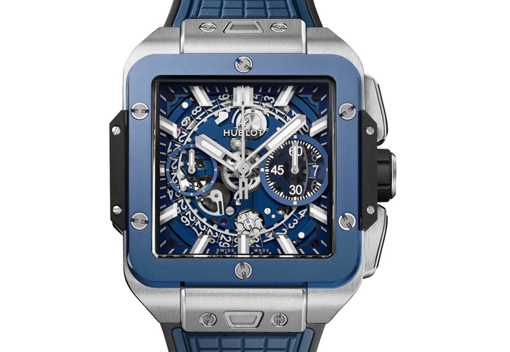 HUBLOT宇舶Square bang Unico藍陶瓷鈦金計時碼錶