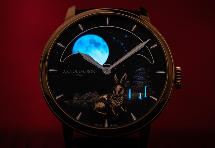 亞諾表ARNOLD & SON Perpetual Moon“Year of the Rabbit”金雕微繪恆久月相腕錶（兔）