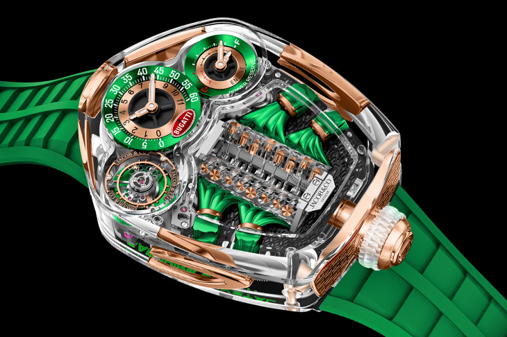 以360度全視角釋放Bugatti／JACOB & CO. Bugatti Tourbillon藍寶石水晶腕錶